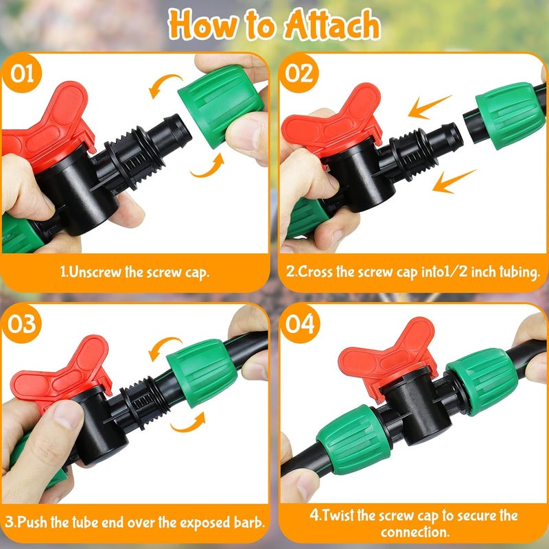 Gardrip 10 Pack Drip Irrigation Valve for 1/2 Inch Drip Tubing (1/2" ID x 0.65" OD)：1/2'' In-line Locked Barbed Ball Valve Drip Line Shut Off Valve Parts In Irrigation System for Garden - Image 5
